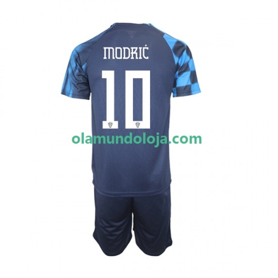 Camisola Croácia Modrić 10 Criança Equipamento Segundo Copa do Mundo 2022 Manga Curta